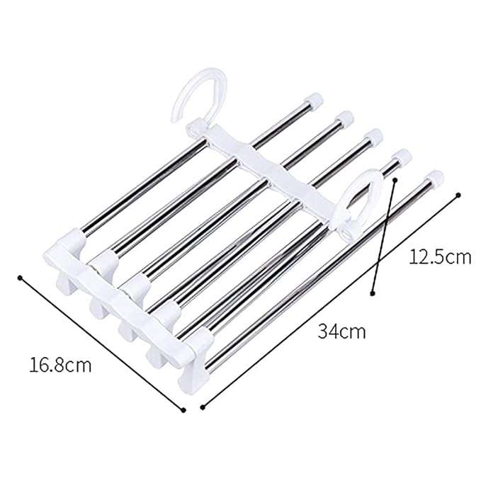 5 in 1 Hanger, Clothes Hanging Stainless Steel, Folding, Closet Organizer